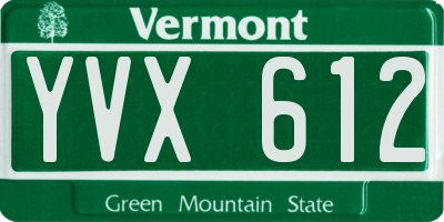 VT license plate YVX612