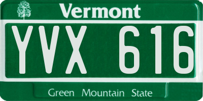 VT license plate YVX616