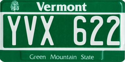 VT license plate YVX622