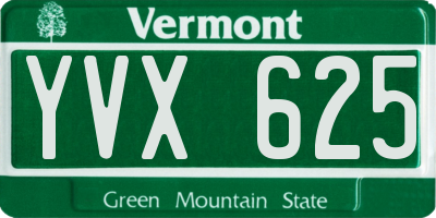 VT license plate YVX625
