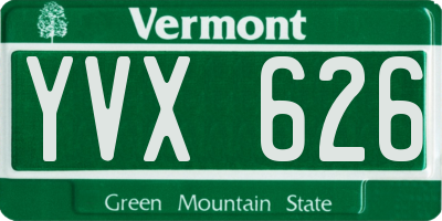 VT license plate YVX626