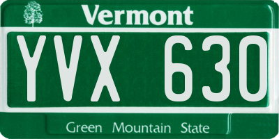 VT license plate YVX630