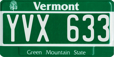 VT license plate YVX633