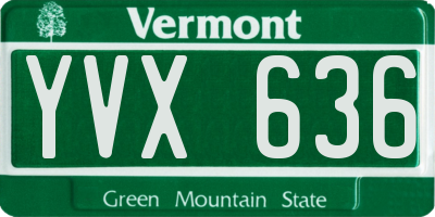 VT license plate YVX636