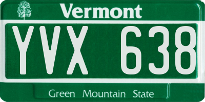 VT license plate YVX638