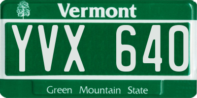VT license plate YVX640