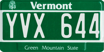 VT license plate YVX644