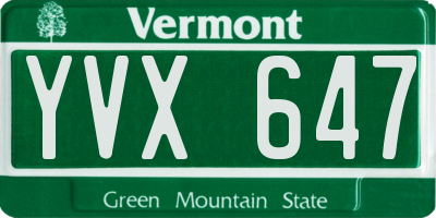 VT license plate YVX647