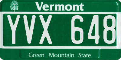 VT license plate YVX648