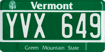 VT license plate YVX649