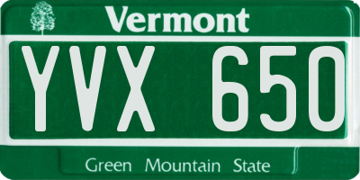 VT license plate YVX650