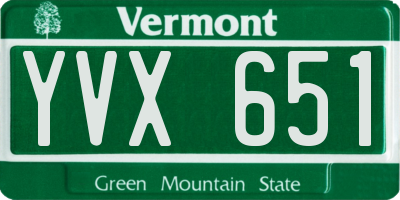 VT license plate YVX651