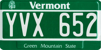 VT license plate YVX652
