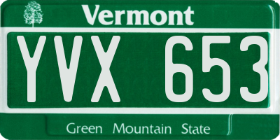 VT license plate YVX653