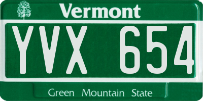 VT license plate YVX654