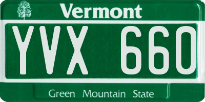 VT license plate YVX660