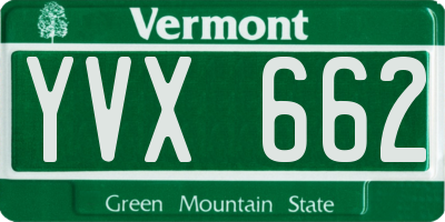 VT license plate YVX662