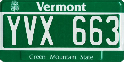 VT license plate YVX663