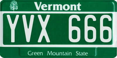 VT license plate YVX666