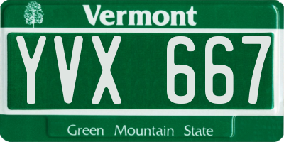 VT license plate YVX667