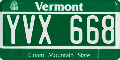 VT license plate YVX668
