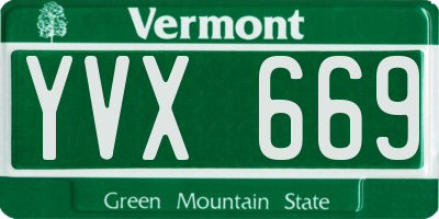 VT license plate YVX669
