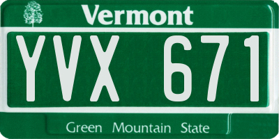 VT license plate YVX671