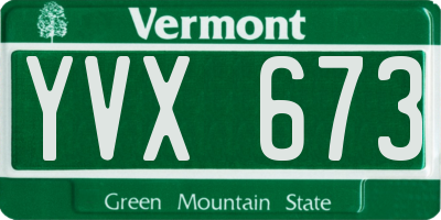 VT license plate YVX673