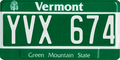 VT license plate YVX674