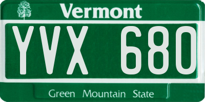 VT license plate YVX680