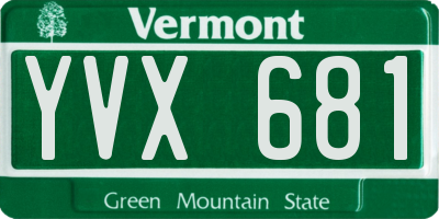 VT license plate YVX681