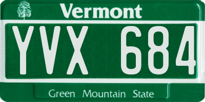 VT license plate YVX684