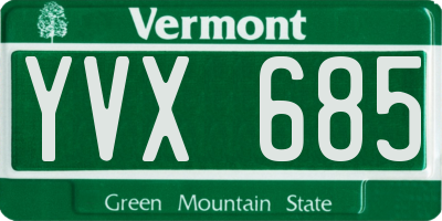 VT license plate YVX685