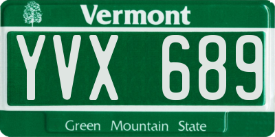 VT license plate YVX689