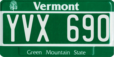 VT license plate YVX690