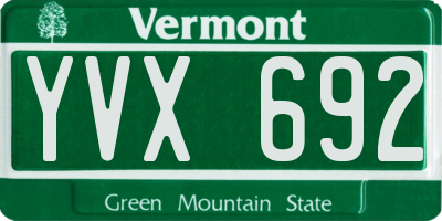 VT license plate YVX692