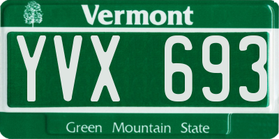 VT license plate YVX693