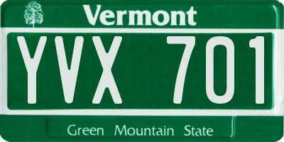 VT license plate YVX701