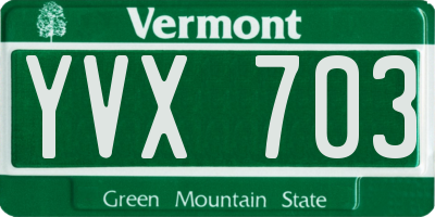 VT license plate YVX703