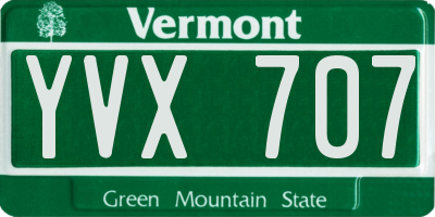 VT license plate YVX707