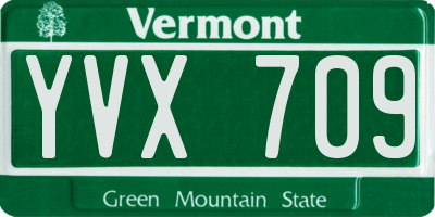 VT license plate YVX709