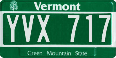 VT license plate YVX717
