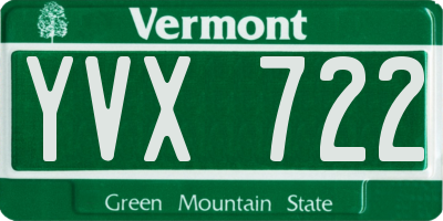 VT license plate YVX722