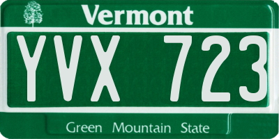 VT license plate YVX723