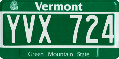 VT license plate YVX724