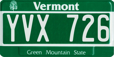VT license plate YVX726