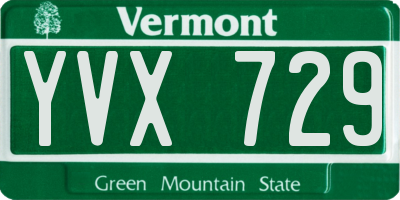 VT license plate YVX729