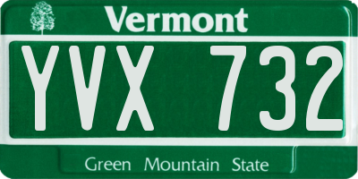 VT license plate YVX732