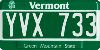 VT license plate YVX733