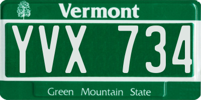 VT license plate YVX734